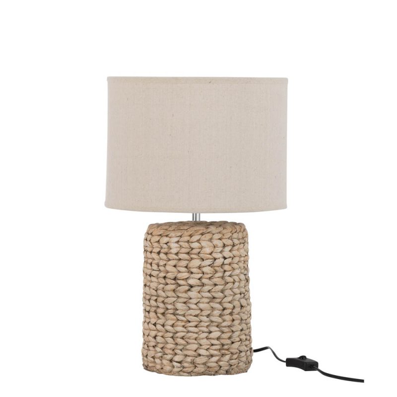 Natuurlijke beige tafellamp ronde kap Jolipa Brooke - Afbeelding 2