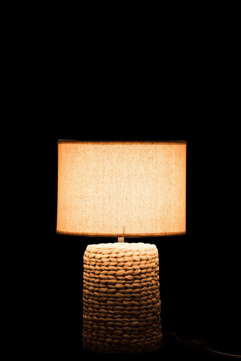 Natuurlijke beige tafellamp ronde kap Jolipa Brooke - Afbeelding 4