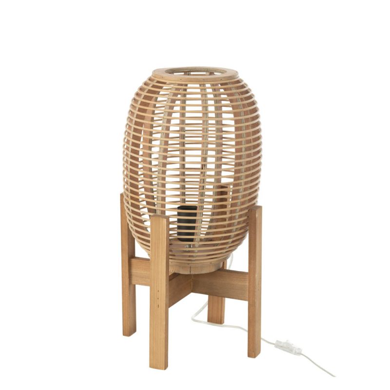 Natuurlijke houten tafellamp op standaard Jolipa Quinty - Afbeelding 2