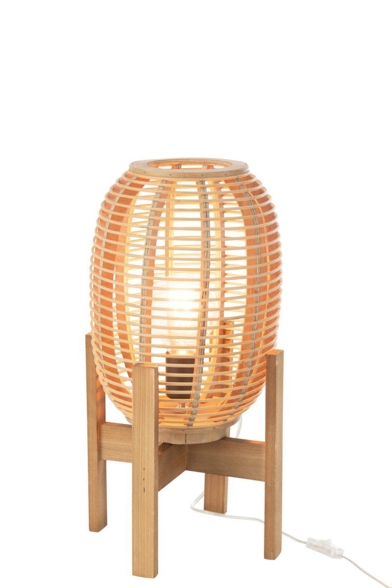 Natuurlijke houten tafellamp op standaard Jolipa Quinty - Afbeelding 3
