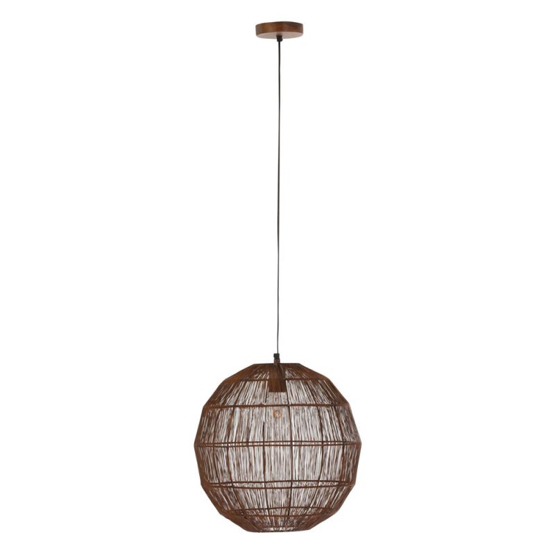 Natuurlijke ronde bruine hanglamp Jolipa Nico - Afbeelding 2