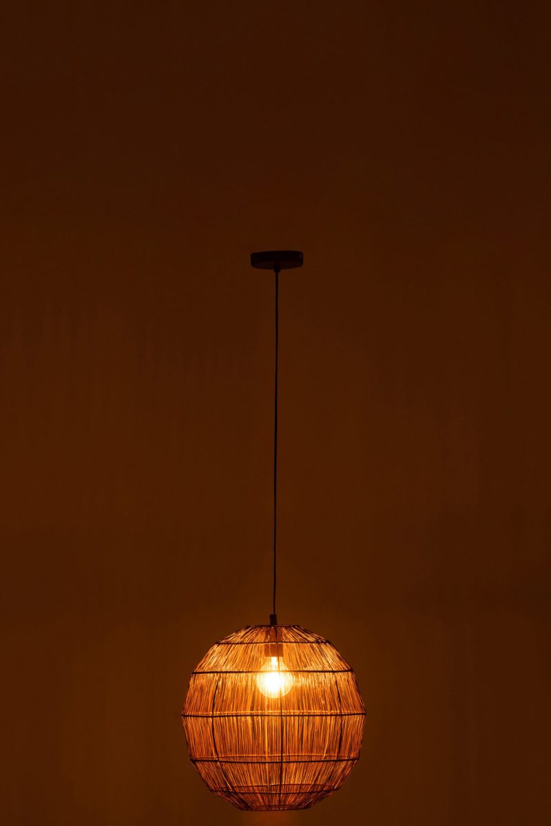 Natuurlijke ronde bruine hanglamp Jolipa Nico - Afbeelding 5