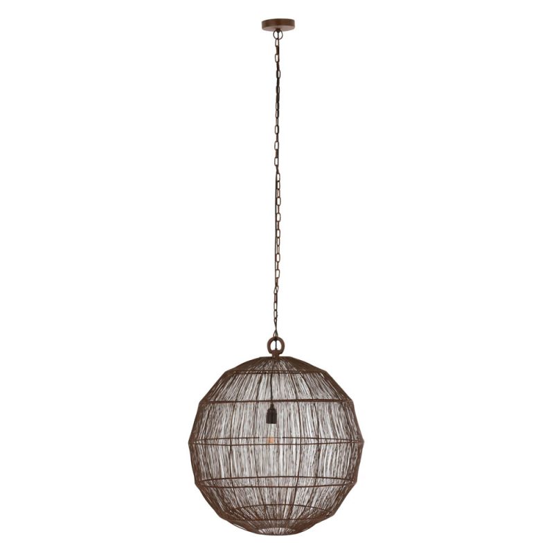 Natuurlijke ronde bruine hanglamp Jolipa Nico - Afbeelding 2