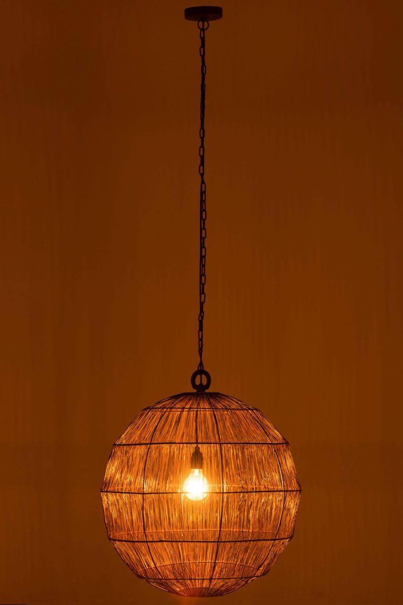 Natuurlijke ronde bruine hanglamp Jolipa Nico - Afbeelding 5