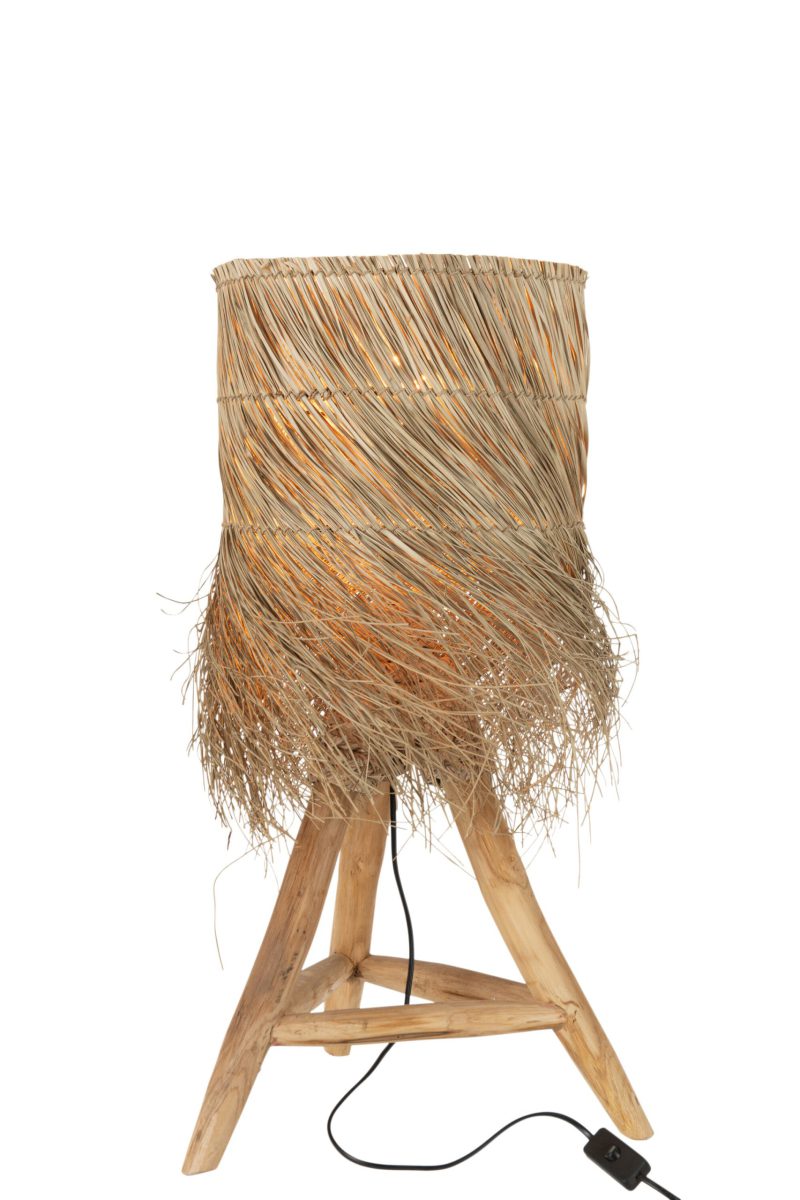 Natuurlijke tafellamp riet met hout Jolipa Rafi - Afbeelding 3