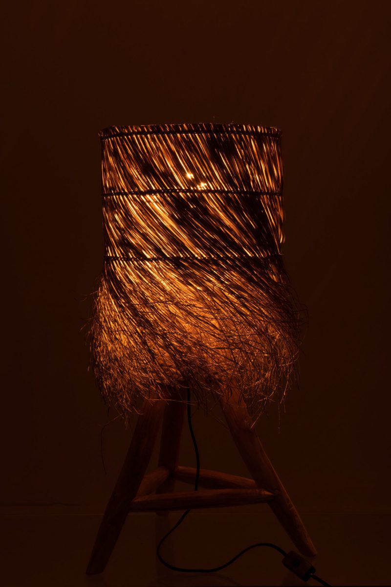 Natuurlijke tafellamp riet met hout Jolipa Rafi - Afbeelding 4