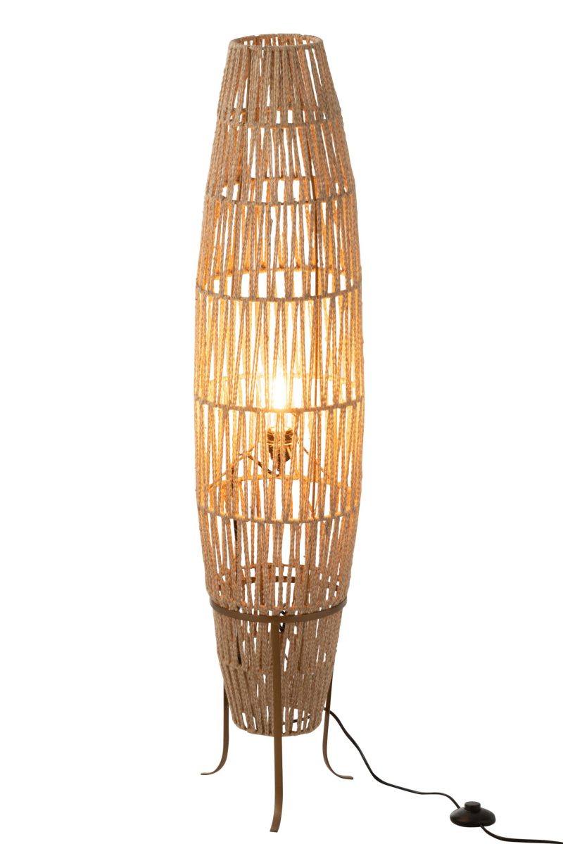 Natuurlijke vloerlamp beige touw Jolipa Jasper - Afbeelding 3
