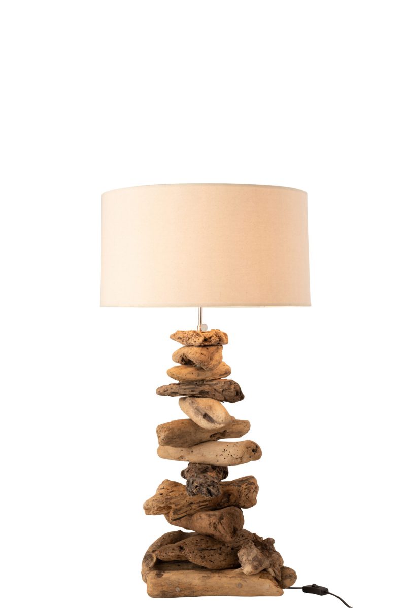 Natuurlijke wit met houten tafellamp Jolipa Driftwood - Afbeelding 3
