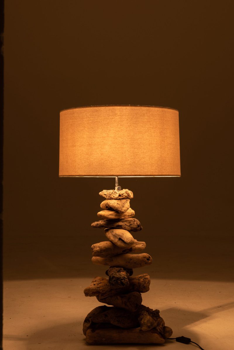 Natuurlijke wit met houten tafellamp Jolipa Driftwood - Afbeelding 4