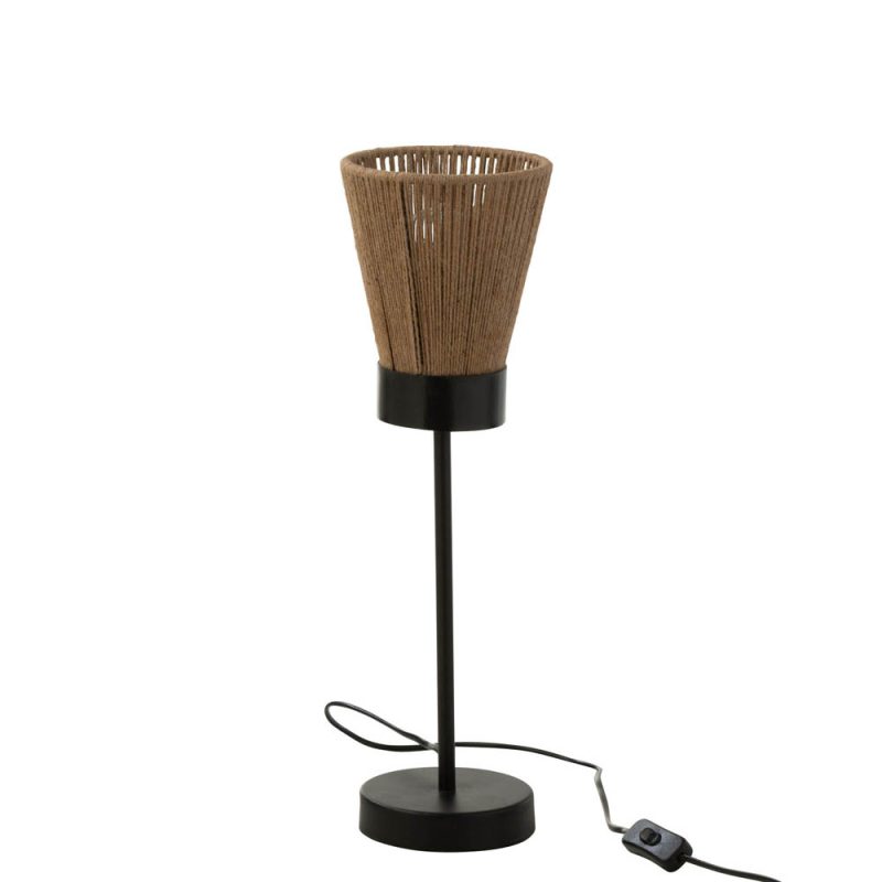 Natuurlijke zwart met beige tafellamp Jolipa Luna - Afbeelding 2