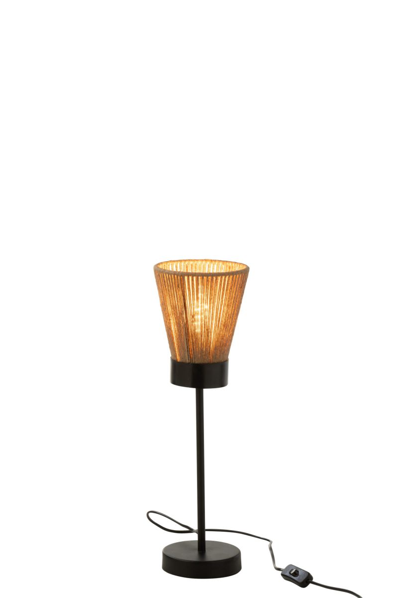 Natuurlijke zwart met beige tafellamp Jolipa Luna - Afbeelding 3