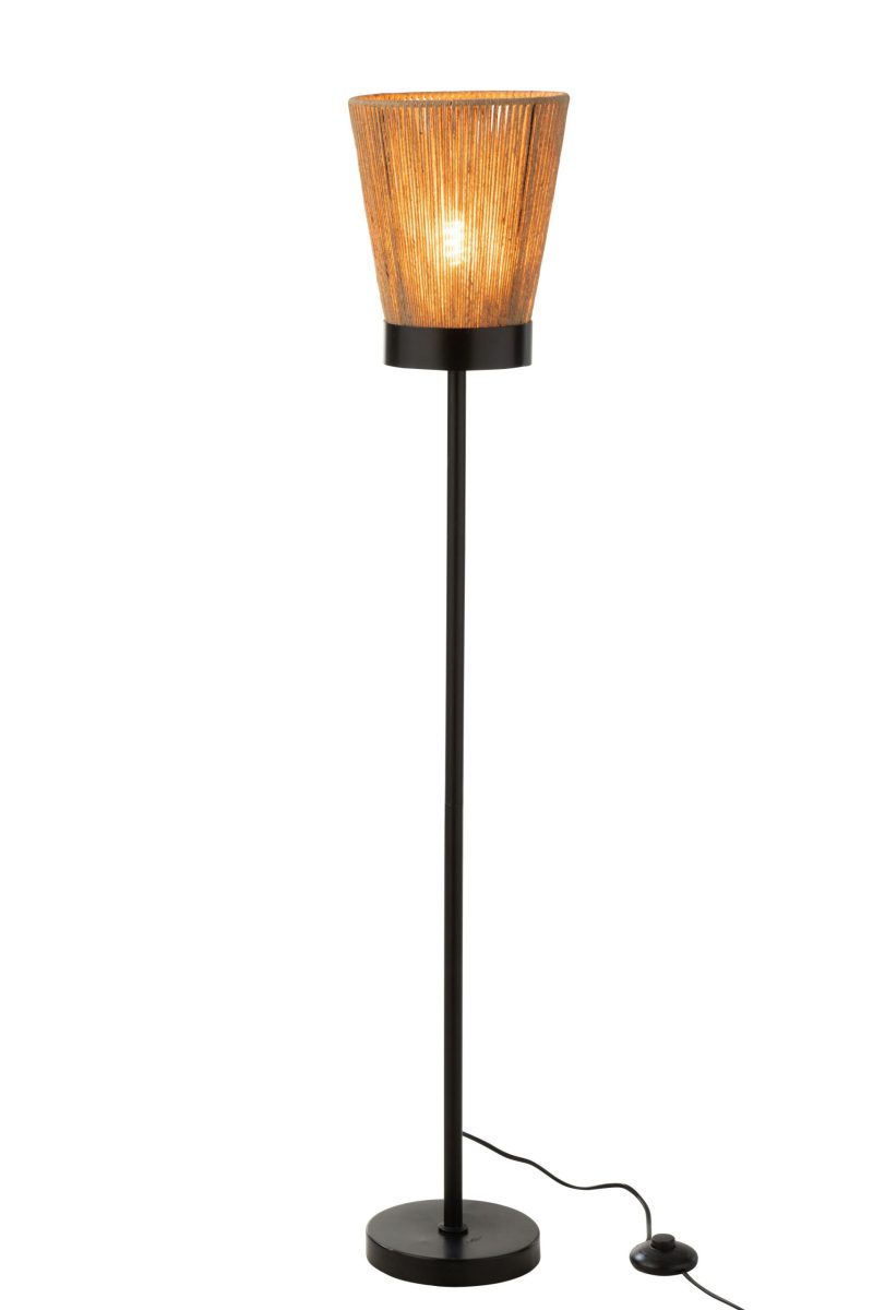 Natuurlijke zwart met beige vloerlamp Jolipa Luna - Afbeelding 3