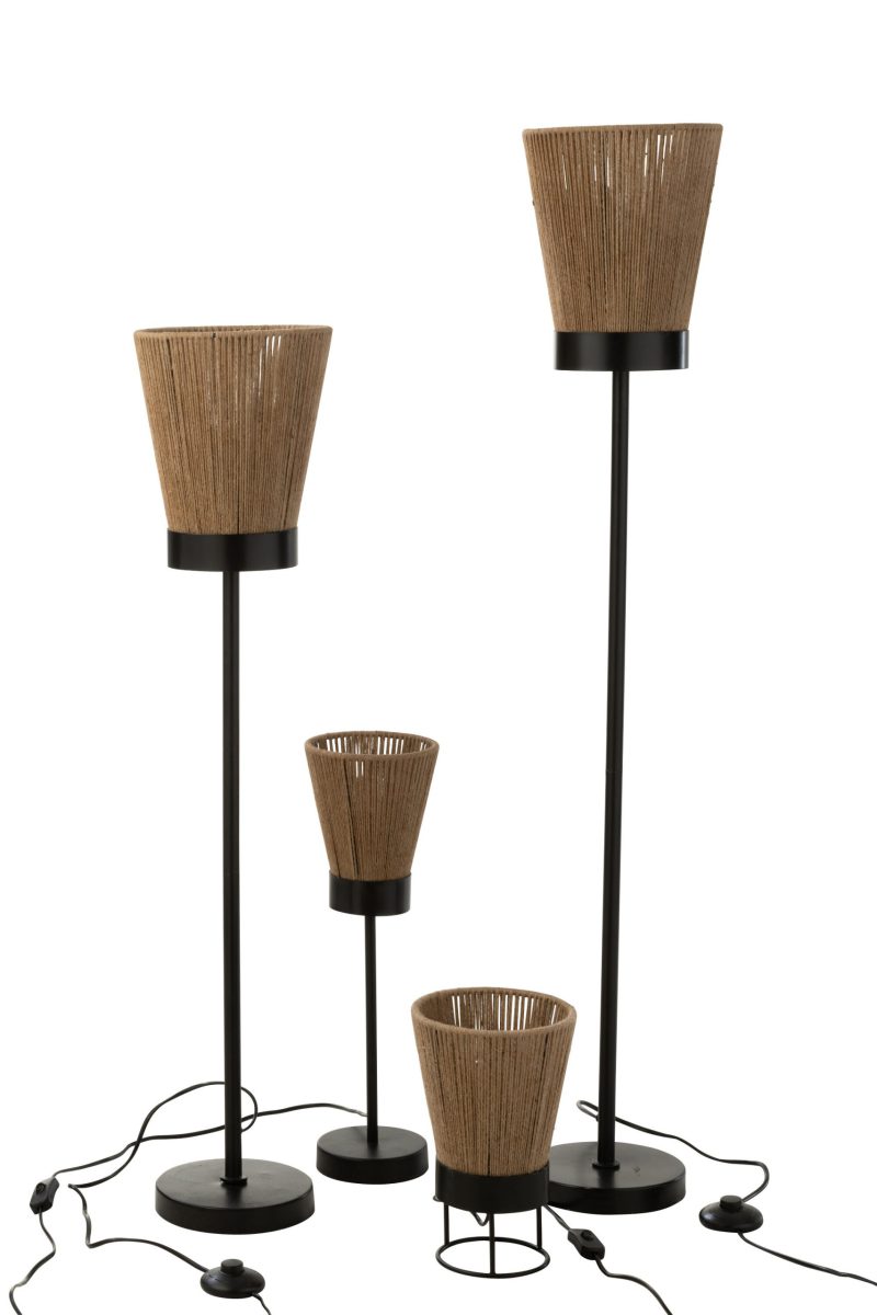 Natuurlijke zwart met beige vloerlamp Jolipa Luna - Afbeelding 5