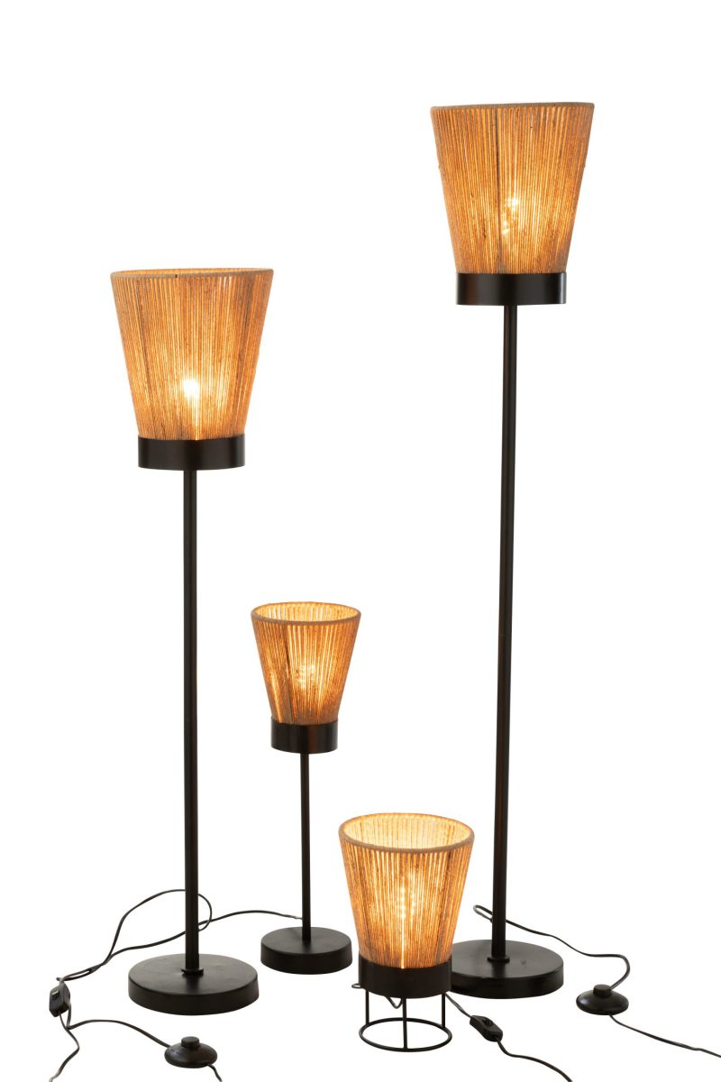 Natuurlijke zwart met beige vloerlamp Jolipa Luna - Afbeelding 6