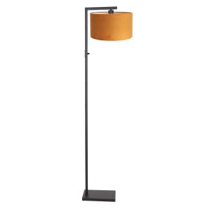 okergele-schemerlamp-met-zwart-armatuur-steinhauer-stang-8221zw-1