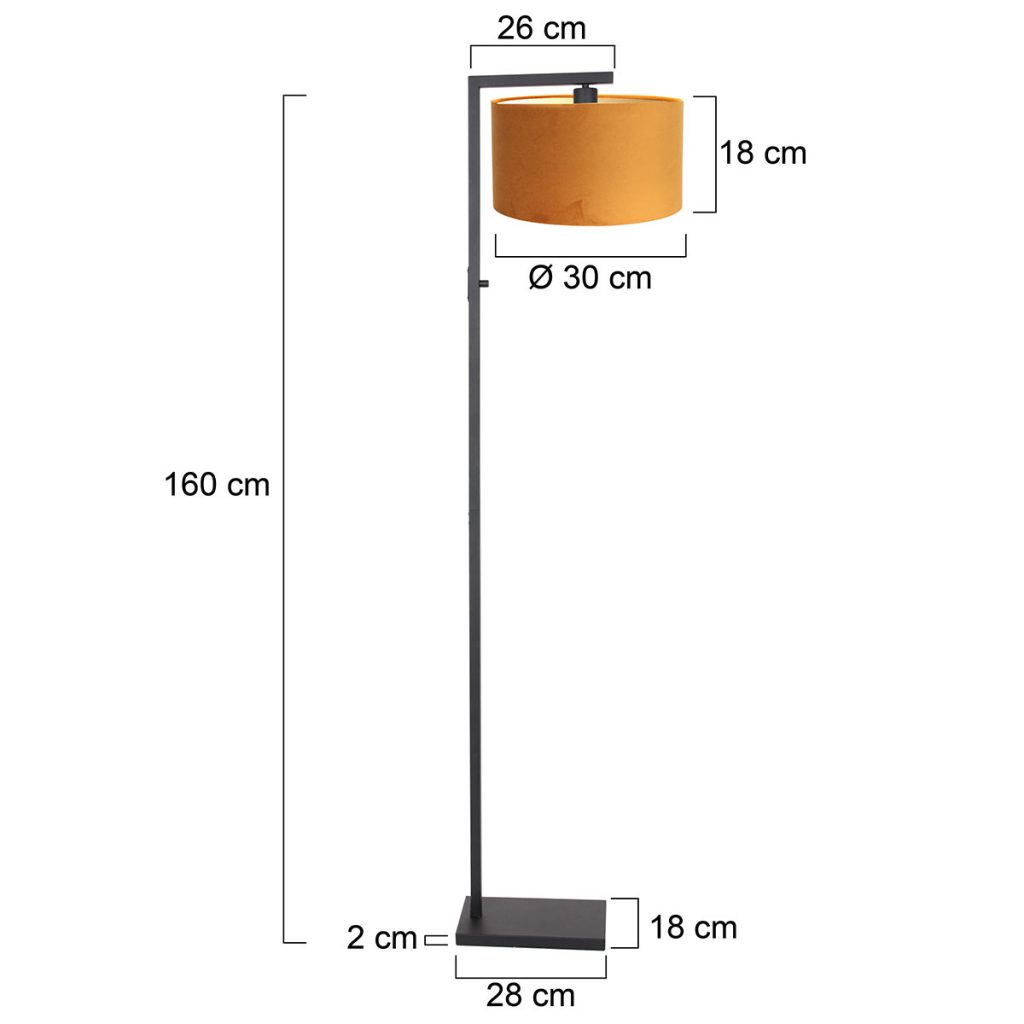 okergele-schemerlamp-met-zwart-armatuur-steinhauer-stang-8221zw-5