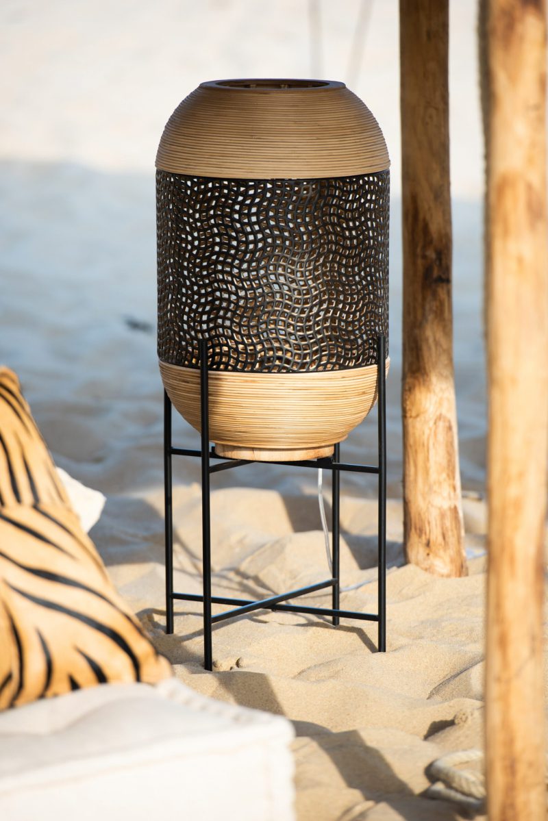 Oosterse tafellamp zwart met hout Jolipa Spirit - Afbeelding 3