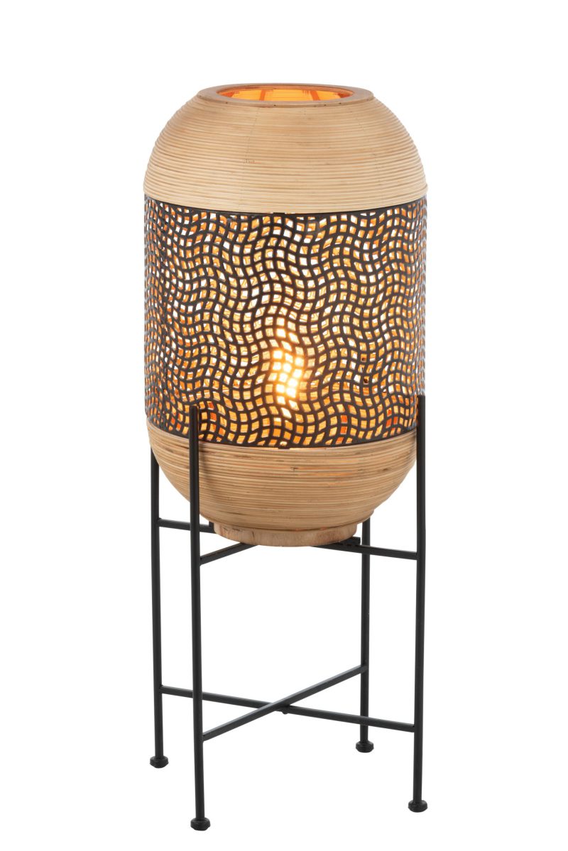 Oosterse tafellamp zwart met hout Jolipa Spirit - Afbeelding 4