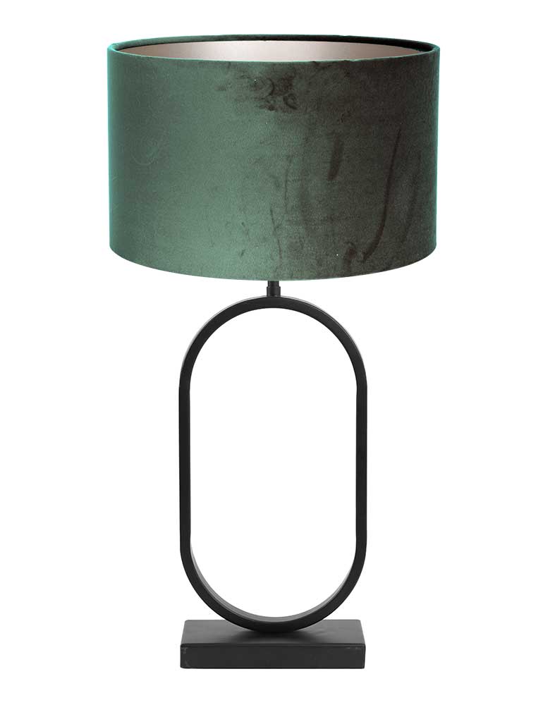open-ovalen-tafellamp-met-groene-kap-light-living-jamiri-zwart-3567zw-1