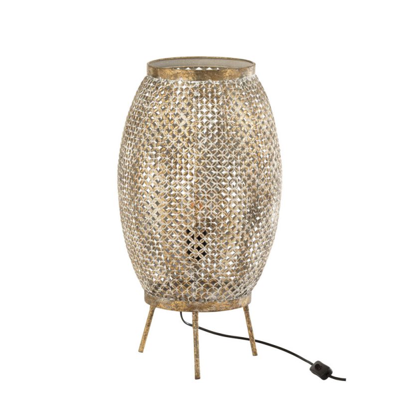 Oriëntaalse ovale gouden tafellamp Jolipa Flower poly - Afbeelding 2