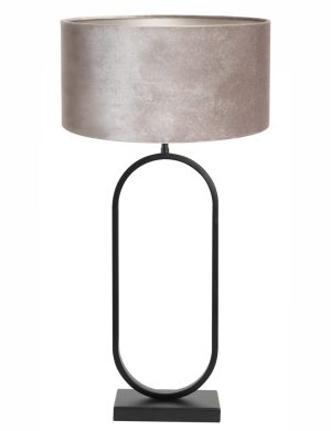 Ovale schemerlamp met fluwelen grijze kap Light & Living Jamiri zwart