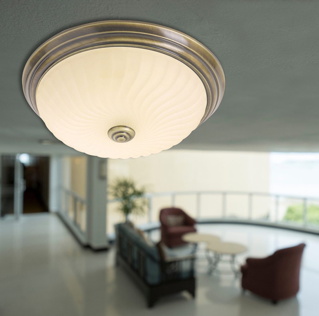 Klassieke bronzen metalen glazen plafonnière Steinhauer Ceiling and wall - Afbeelding 3