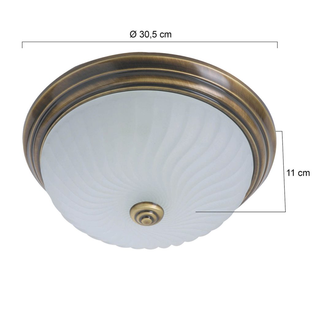 Klassieke bronzen metalen glazen plafonnière Steinhauer Ceiling and wall - Afbeelding 7