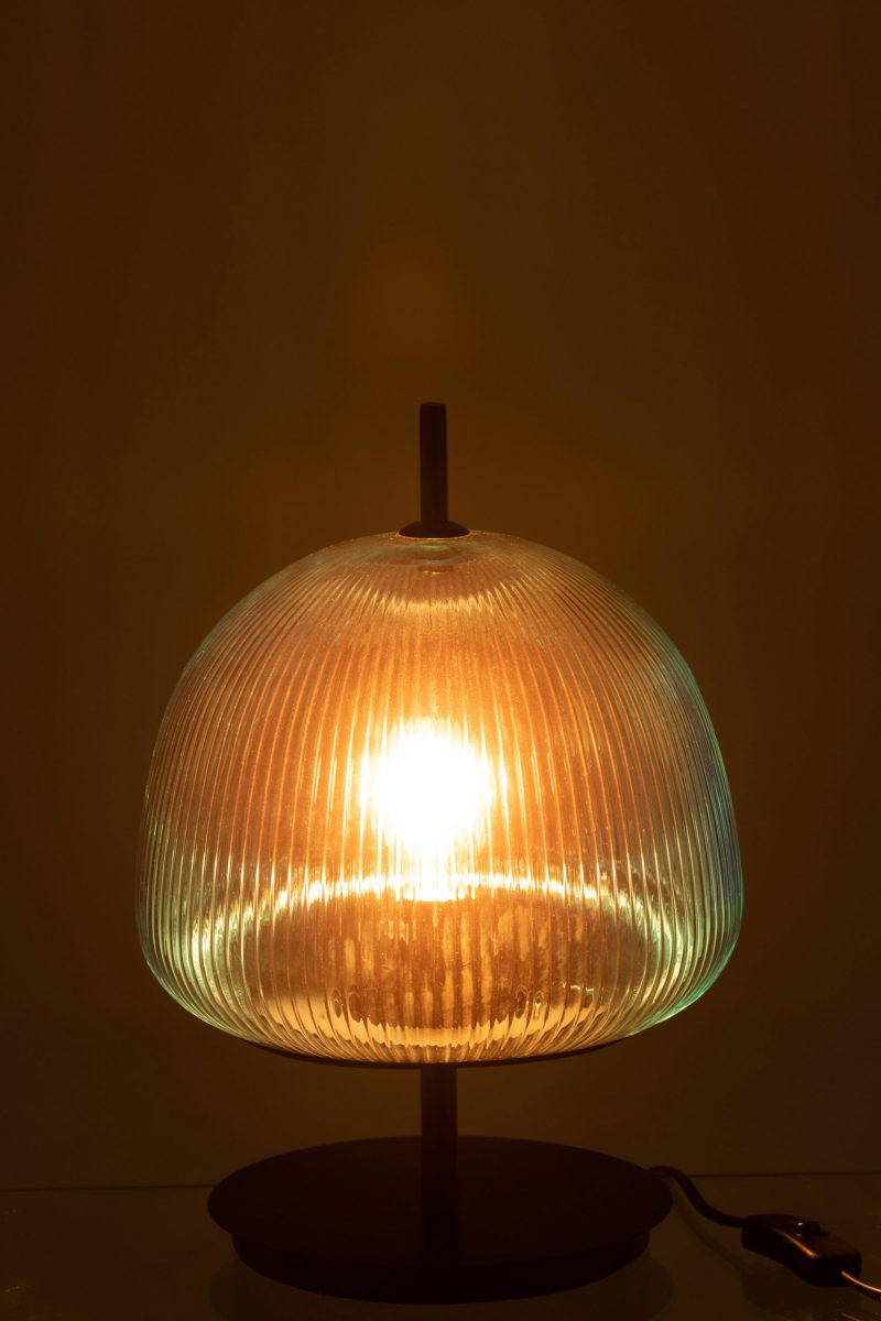 Retro blauwe tafellamp geribbeld glas Jolipa Oasis - Afbeelding 4