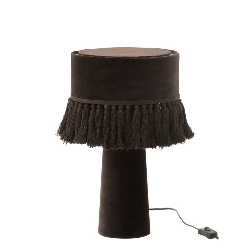 Retro bruine stoffen tafellamp Jolipa Eve - Afbeelding 2