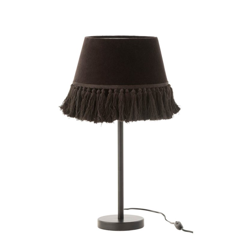 Retro bruine tafellamp met stoffen kwastjes Jolipa Eve - Afbeelding 2