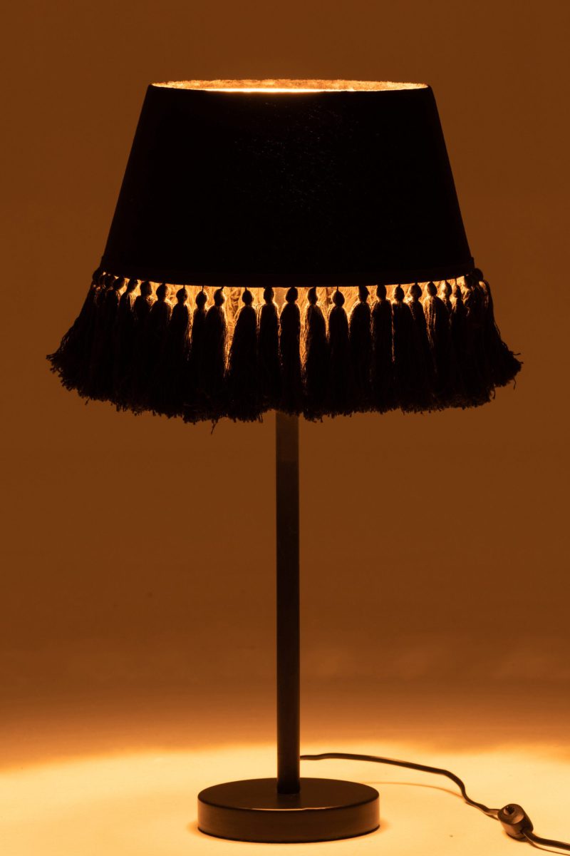 Retro bruine tafellamp met stoffen kwastjes Jolipa Eve - Afbeelding 4