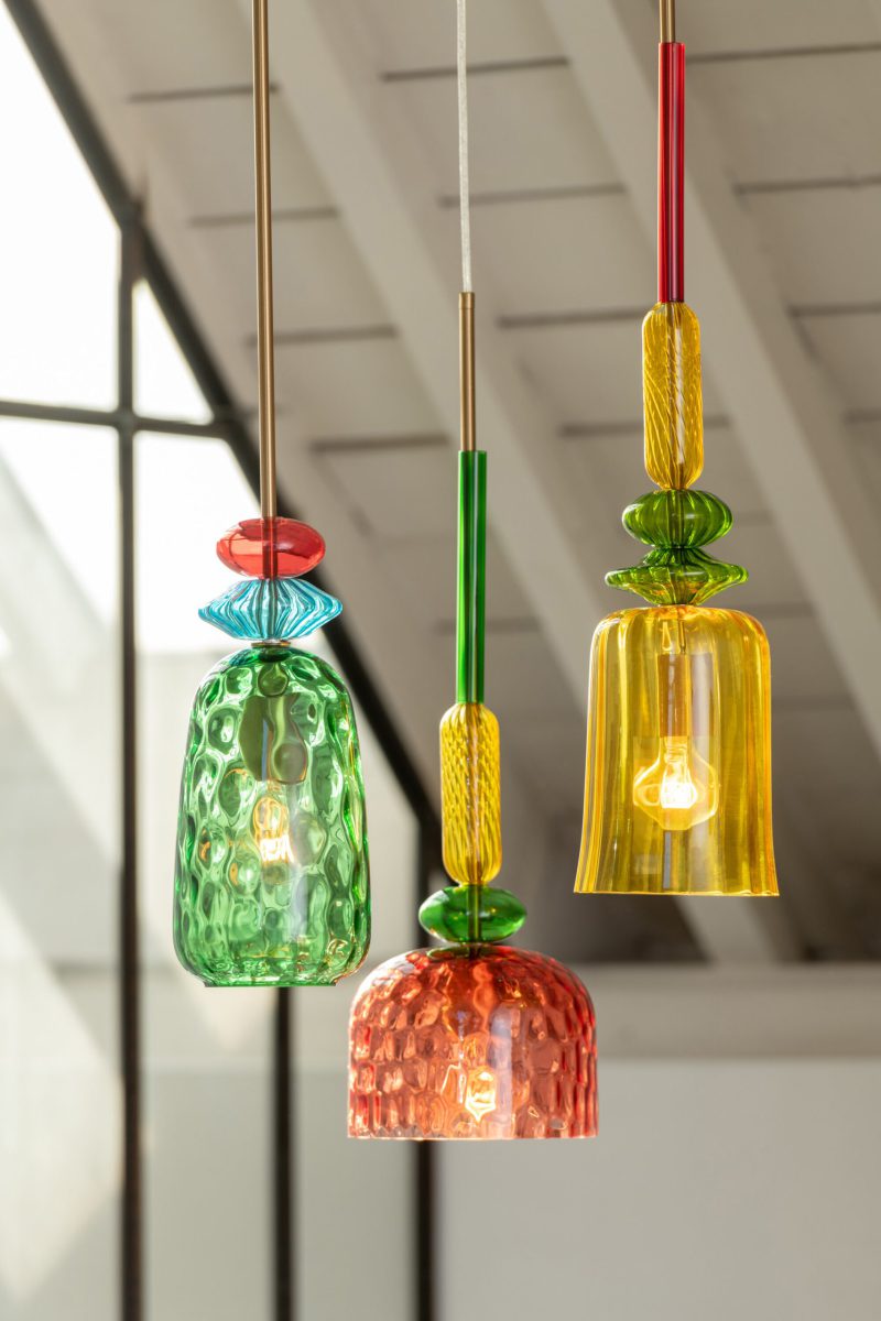 Retro glazen hanglamp multicolor Jolipa Laurence - Afbeelding 3