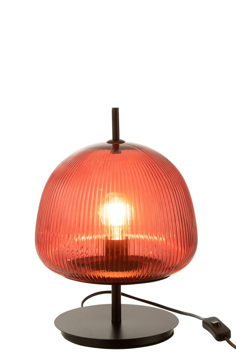 Retro glazen tafellamp rood Jolipa Oasis - Afbeelding 3