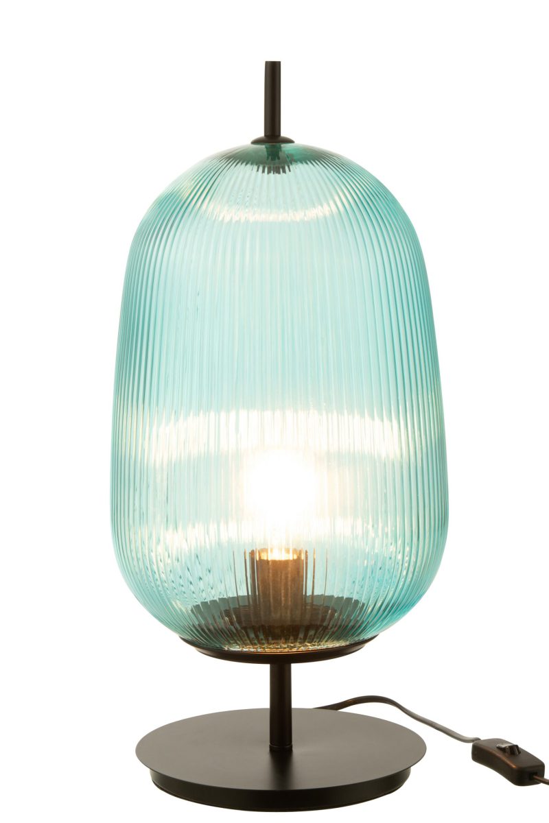 Retro glazen tafellamp turkoois Jolipa Oasis - Afbeelding 3
