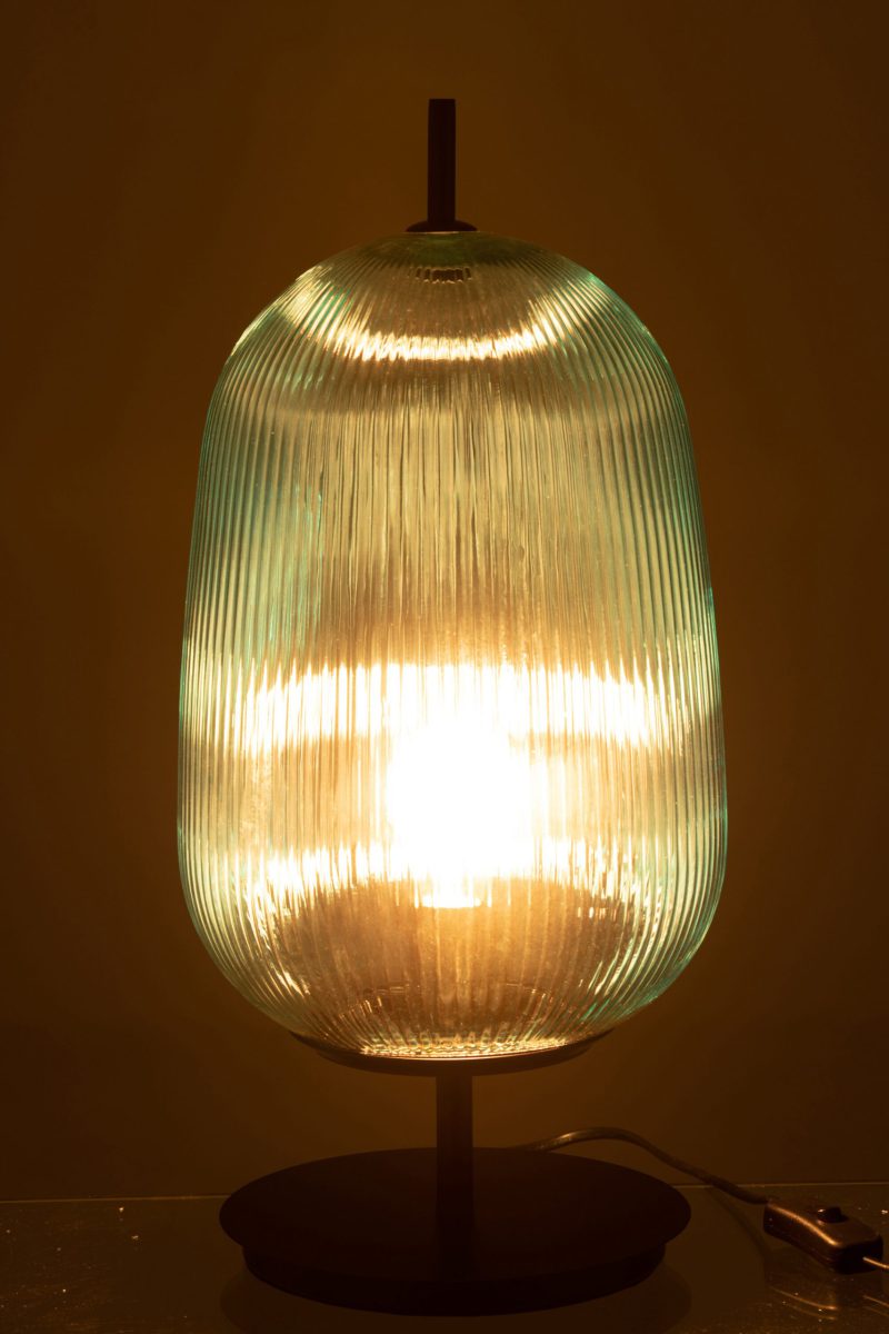 Retro glazen tafellamp turkoois Jolipa Oasis - Afbeelding 4