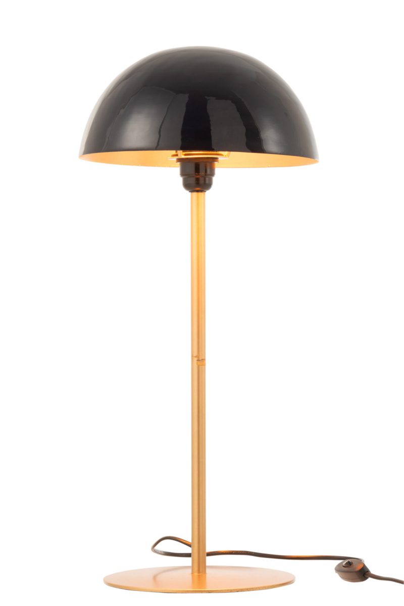 Retro goud met zwarte tafellamp Jolipa Mushroom - Afbeelding 3