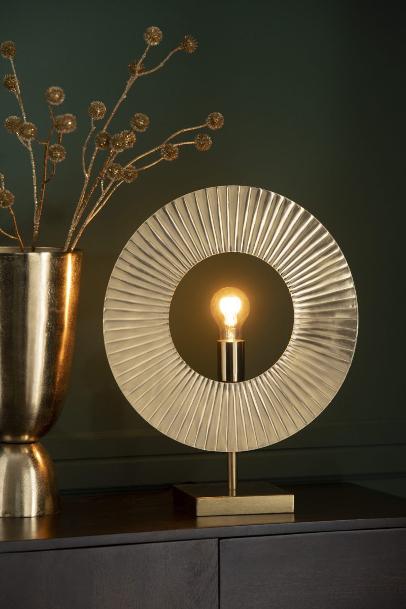 Retro gouden ronde tafellamp Jolipa Casey - Afbeelding 3
