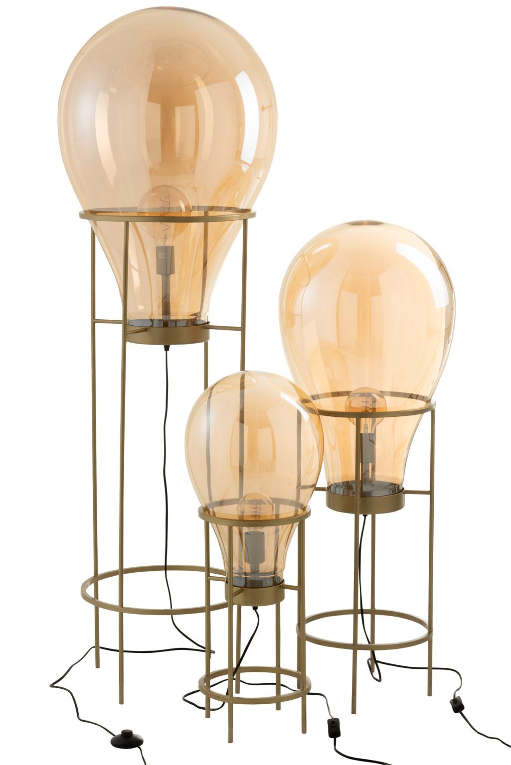 Retro gouden rookglazen vloerlamp Jolipa Air balloon - Afbeelding 3
