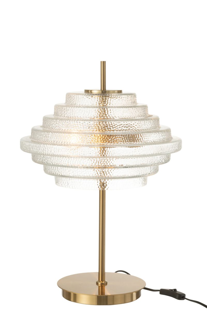 Retro gouden tafellamp glazen kap Jolipa Duffy - Afbeelding 3