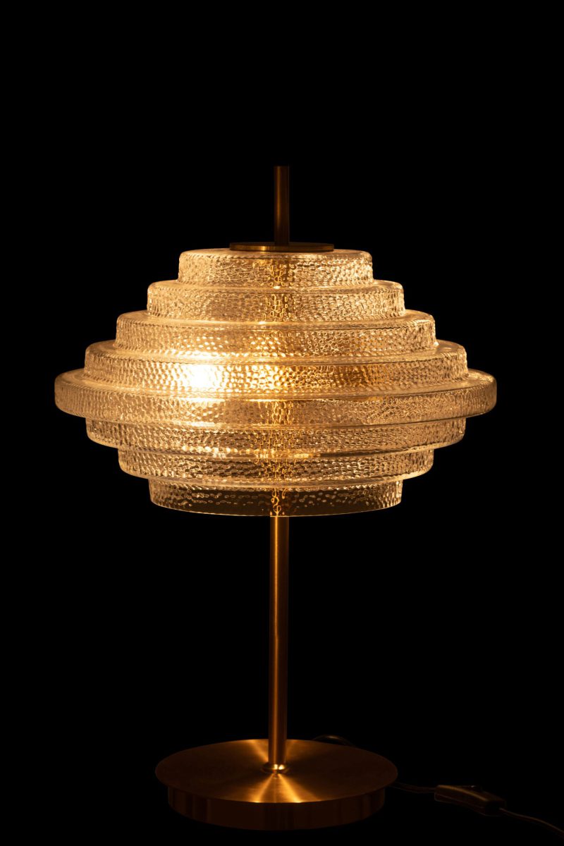 Retro gouden tafellamp glazen kap Jolipa Duffy - Afbeelding 4