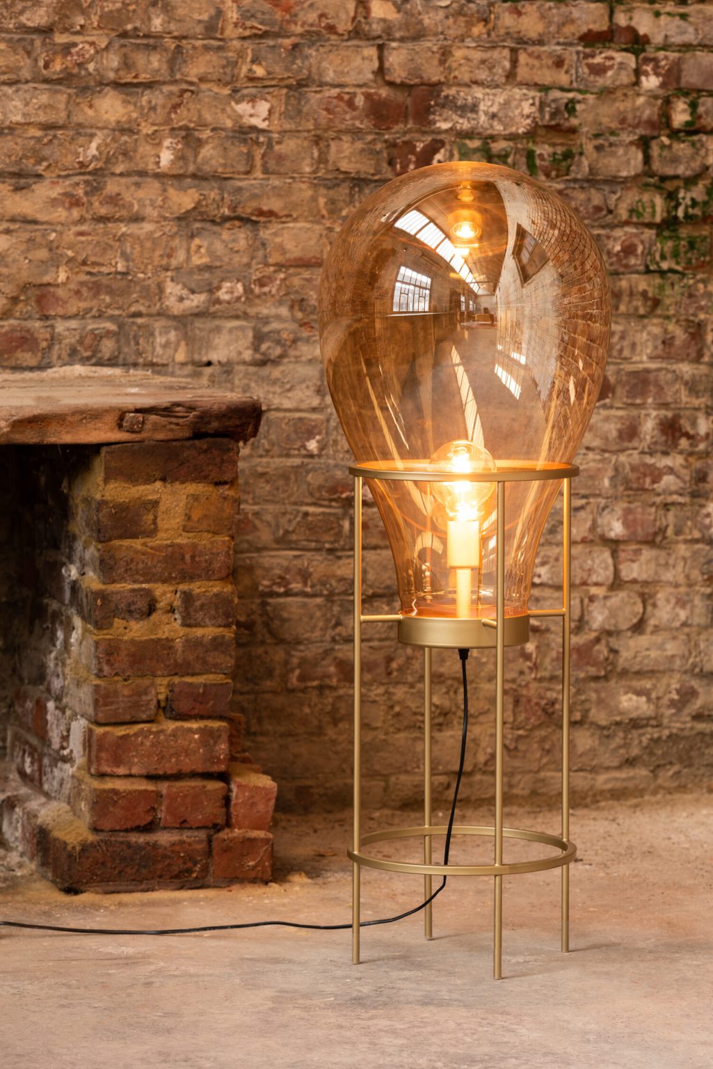 Retro gouden tafellamp met rookglas Jolipa Air balloon - Afbeelding 3