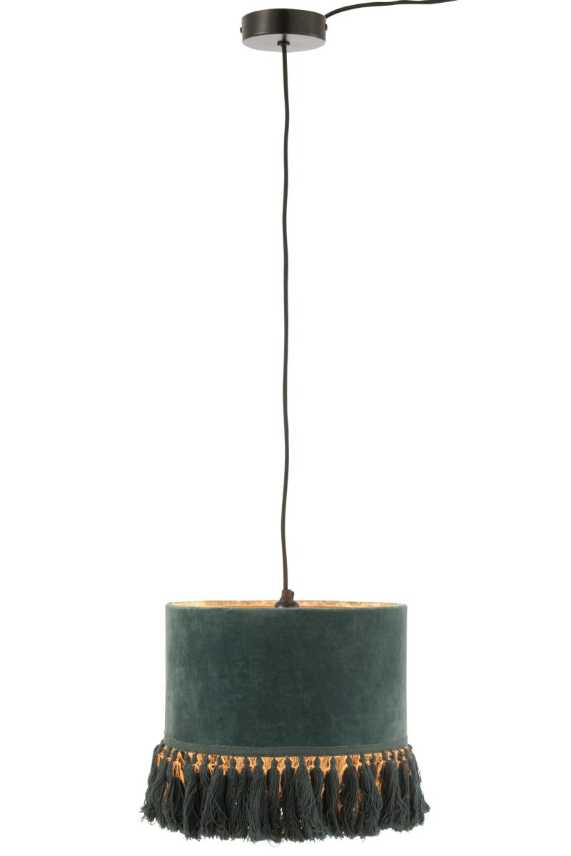 Retro groene gestoffeerde hanglamp Jolipa Eve - Afbeelding 3