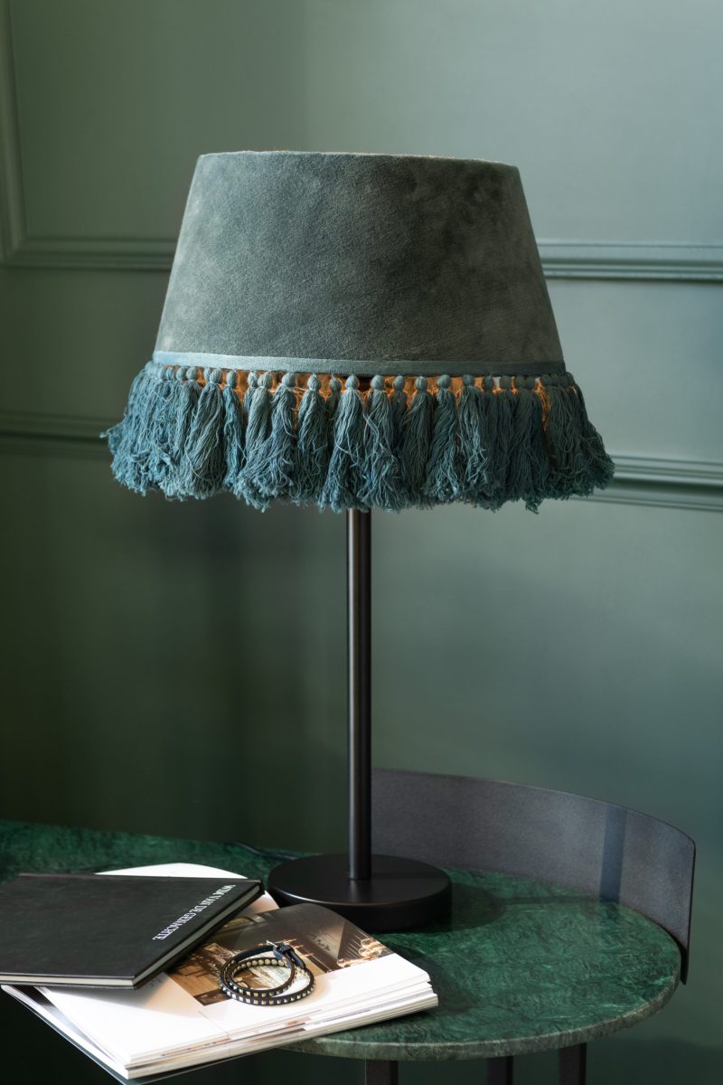Retro groene gestoffeerde tafellamp Jolipa Eve - Afbeelding 3