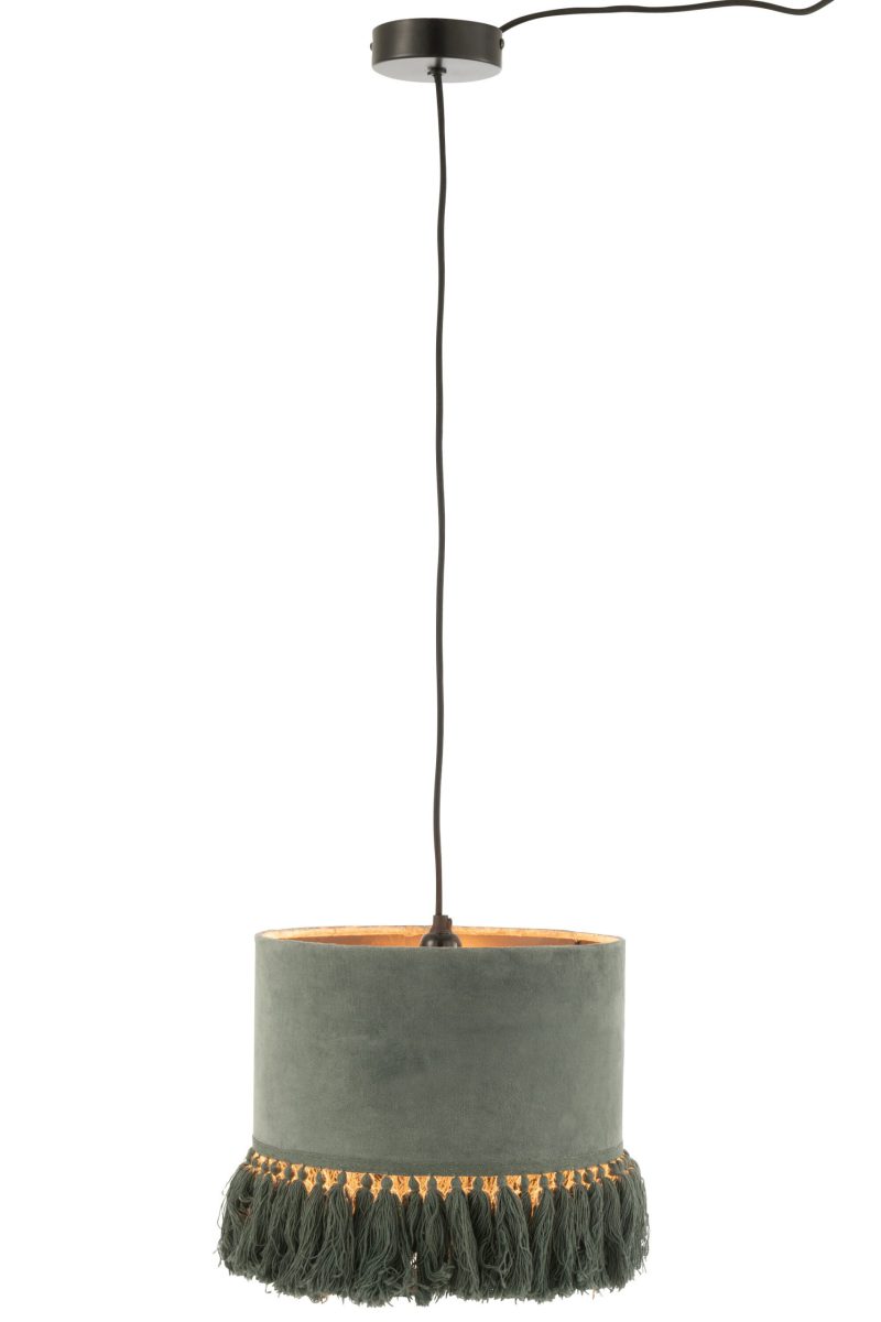 Retro groene hanglamp fluweellook Jolipa Eve - Afbeelding 3