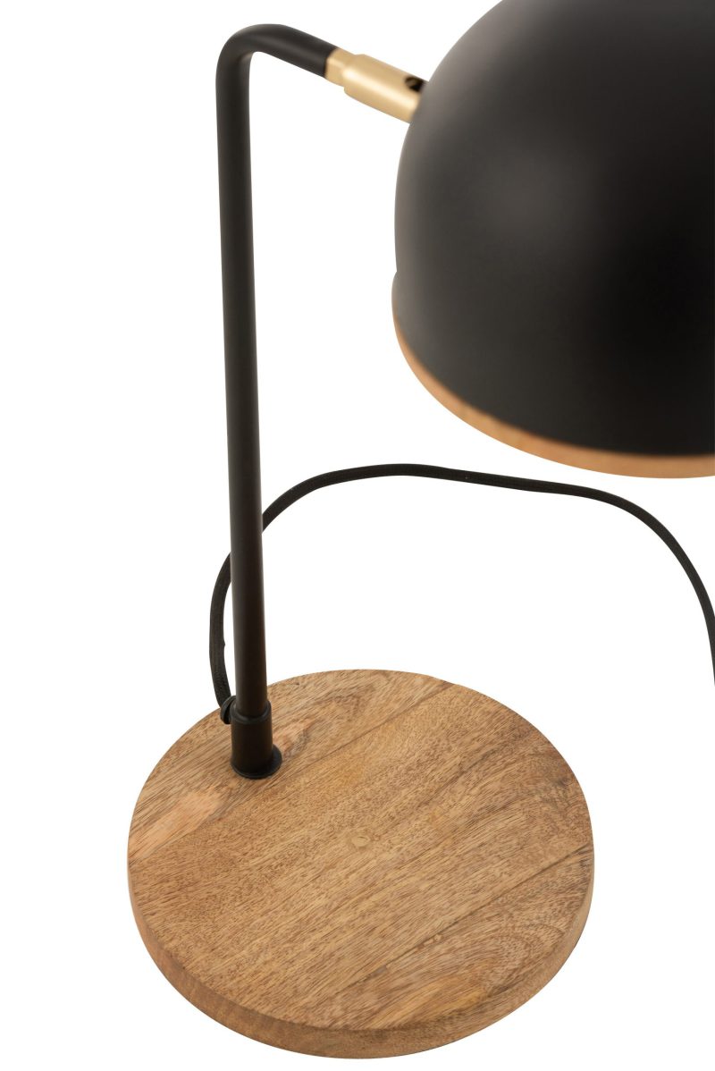 Retro houten tafellamp met zwart Jolipa Evy - Afbeelding 6