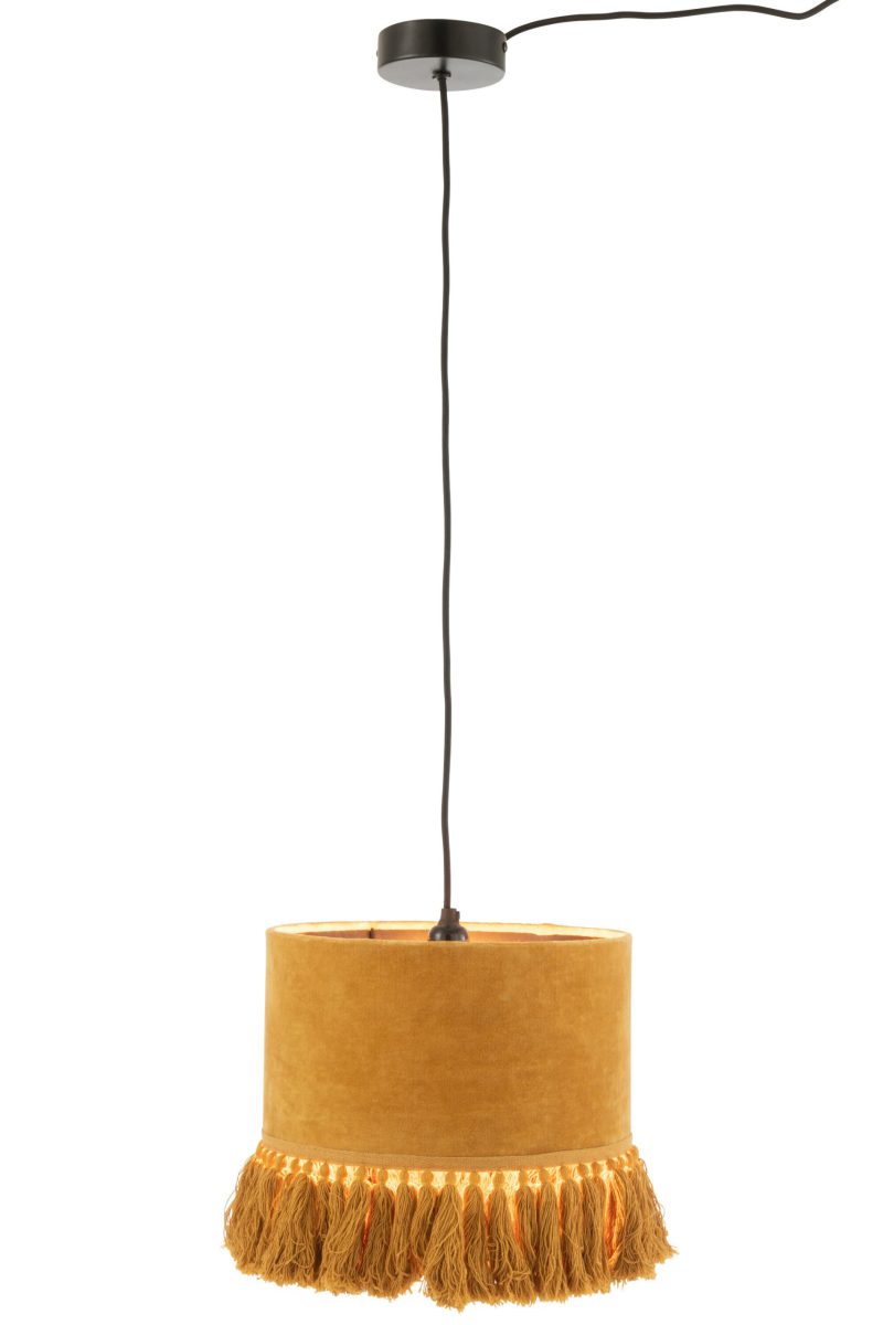 Retro okergele hanglamp met kwastjes Jolipa Eve - Afbeelding 3