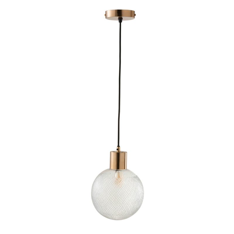 Retro ribbelglas met goud hanglamp Jolipa Jolie - Afbeelding 2