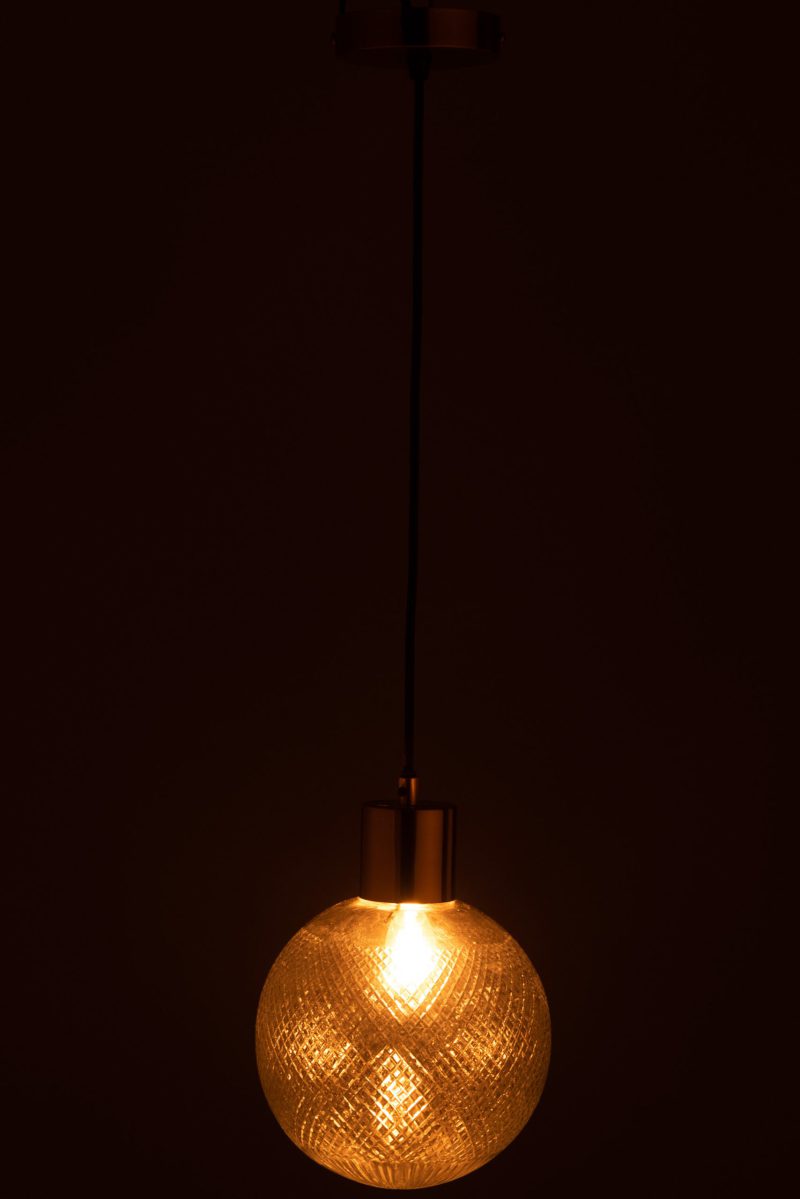 Retro ribbelglas met goud hanglamp Jolipa Jolie - Afbeelding 5