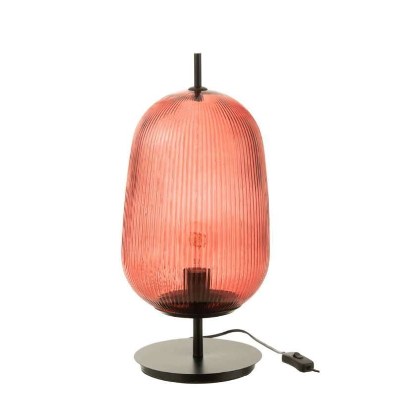 Retro rode glazen tafellamp Jolipa Oasis - Afbeelding 2