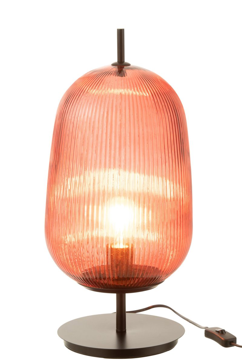 Retro rode glazen tafellamp Jolipa Oasis - Afbeelding 3